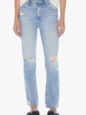 MOTHER The Tomcat Jeans Size 26 “The Confession” Wash Straight Leg Distressed